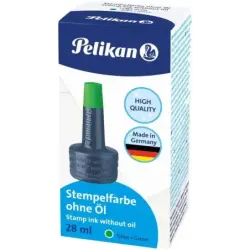 Pelikan Bote de Tinta para Tampones 28ml - Sin Aceite - Secado Rapido - Resistente al Agua - Color Verde Intenso | Ahorro Imprim