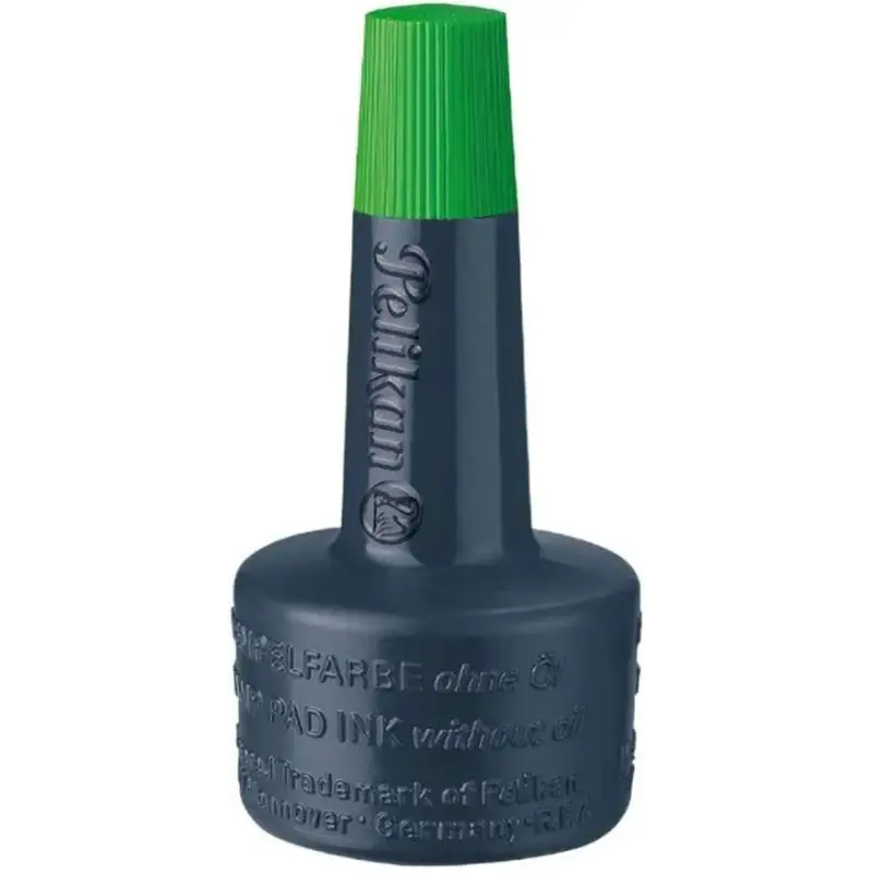 Pelikan Bote de Tinta para Tampones 28ml - Sin Aceite - Secado Rapido - Resistente al Agua - Color Verde Intenso | Ahorro Imprim
