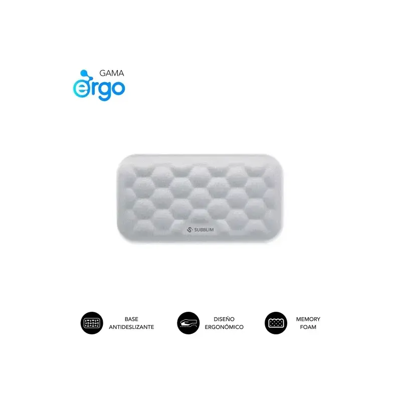 Subblim Ergo Airpadding Reposamuñecas para Raton - Espuma Viscoelastica 65D - Tejido AirMesh Transpirable - Base Antideslizante