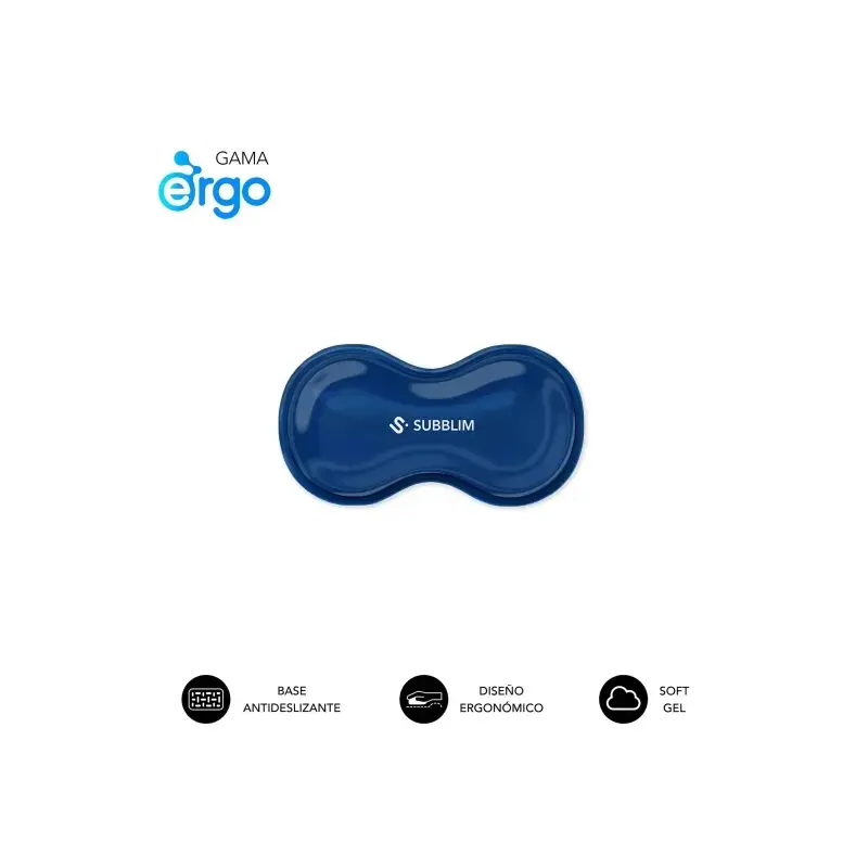 Subblim Ergo Crystal Flex Reposamuñecas para Raton - Gel Refrigerante Autoajustable - Diseño Ondulado Ergonomico - Base Antidesl