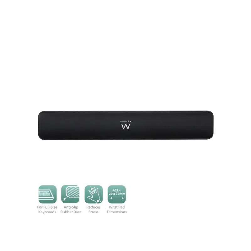 Ewent Almohadilla Reposabrazos para Teclado - Ergonomica - Base de Goma Antideslizante - Color Negro | Ahorro Imprimiendo