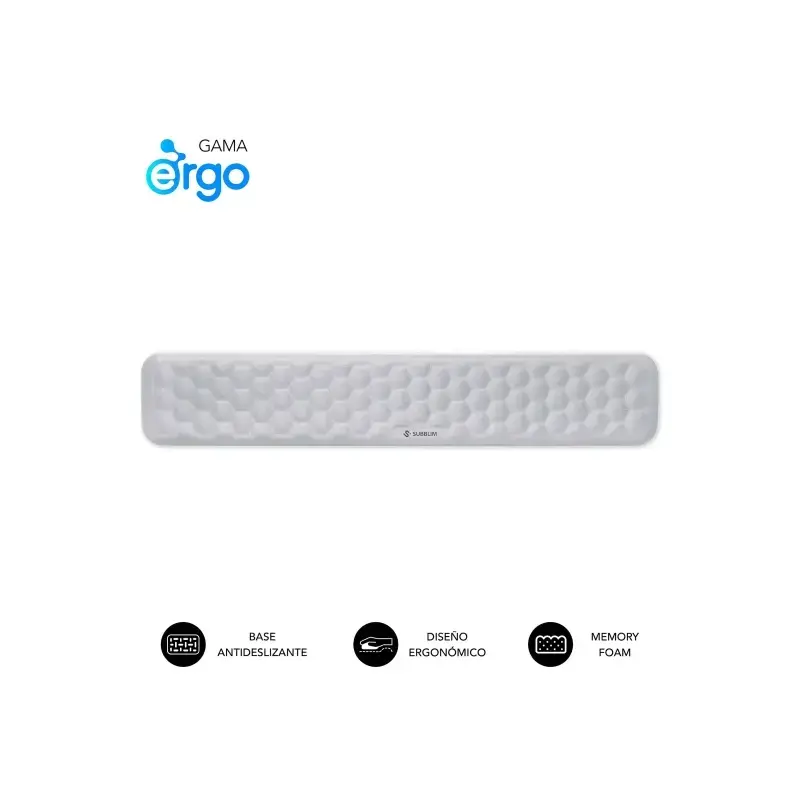 Subblim Ergo Airpadding Reposamuñecas para Teclado - Espuma Viscoelastica 65D - Tejido AirMesh Transpirable - Base Antideslizant