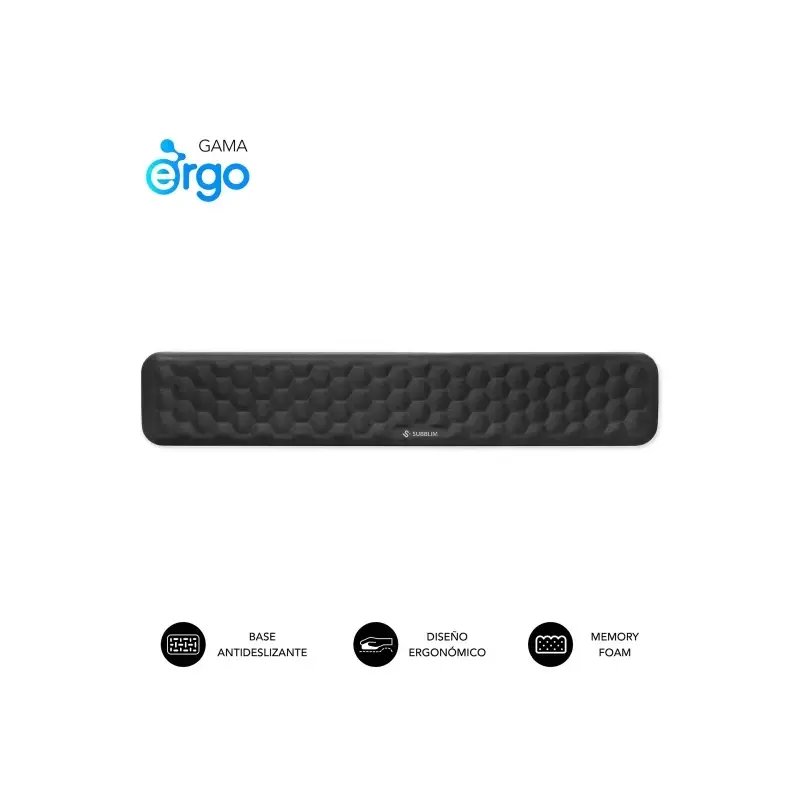 Subblim Ergo Airpadding Reposamuñecas para Teclado - Espuma Viscoelastica 65D - Tejido AirMesh Transpirable - Base Antideslizant