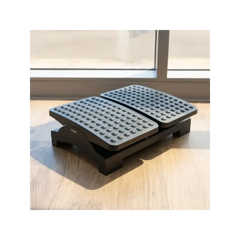 Tooq Reposapies - Ajustable en Altura e Inclinacion - Dos Plataformas Independientes - Color Negro | Ahorro Imprimiendo