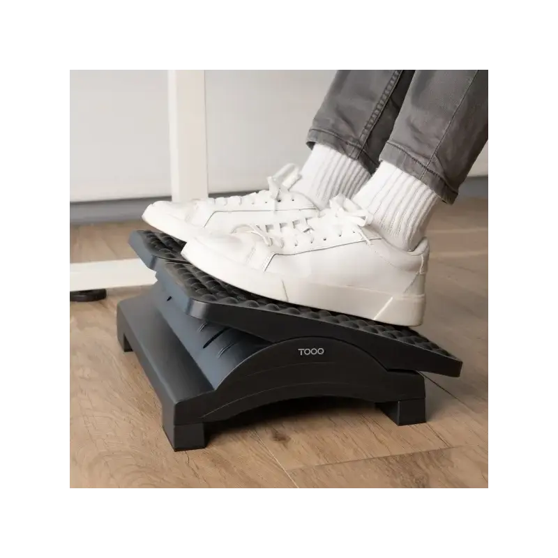 Tooq Reposapies - Ajustable en Altura e Inclinacion - Dos Plataformas Independientes - Color Negro | Ahorro Imprimiendo