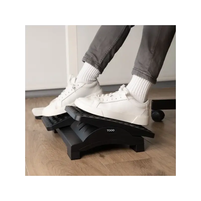 Tooq Reposapies - Ajustable en Altura e Inclinacion - Dos Plataformas Independientes - Color Negro | Ahorro Imprimiendo