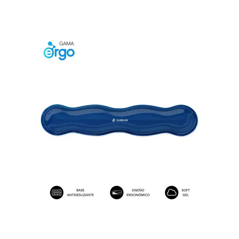 Subblim Ergo Crystal Flex Reposamuñecas para Teclado - Gel Refrigerante Autoajustable - Diseño Ondulado Ergonomico - Base Antide
