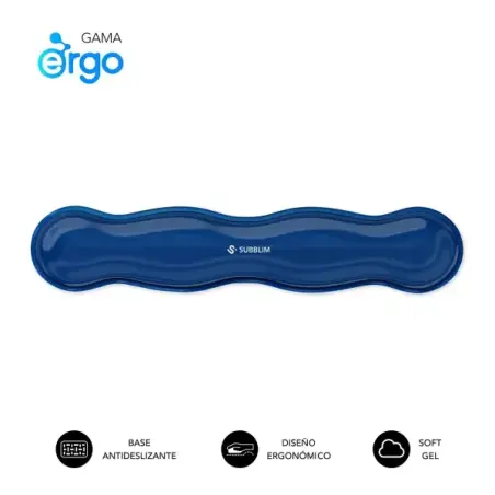 Subblim Ergo Crystal Flex Reposamuñecas para Teclado - Gel Refrigerante Autoajustable - Diseño Ondulado Ergonomico - Base Antide