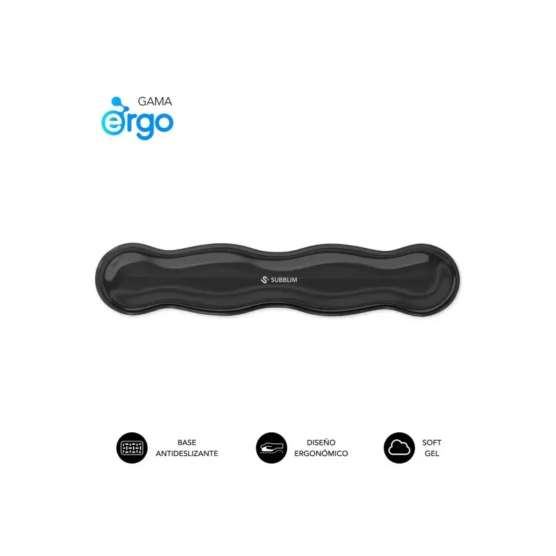 Subblim Ergo Crystal Flex Reposamuñecas para Teclado - Gel Refrigerante Autoajustable - Diseño Ondulado Ergonomico - Base Antide