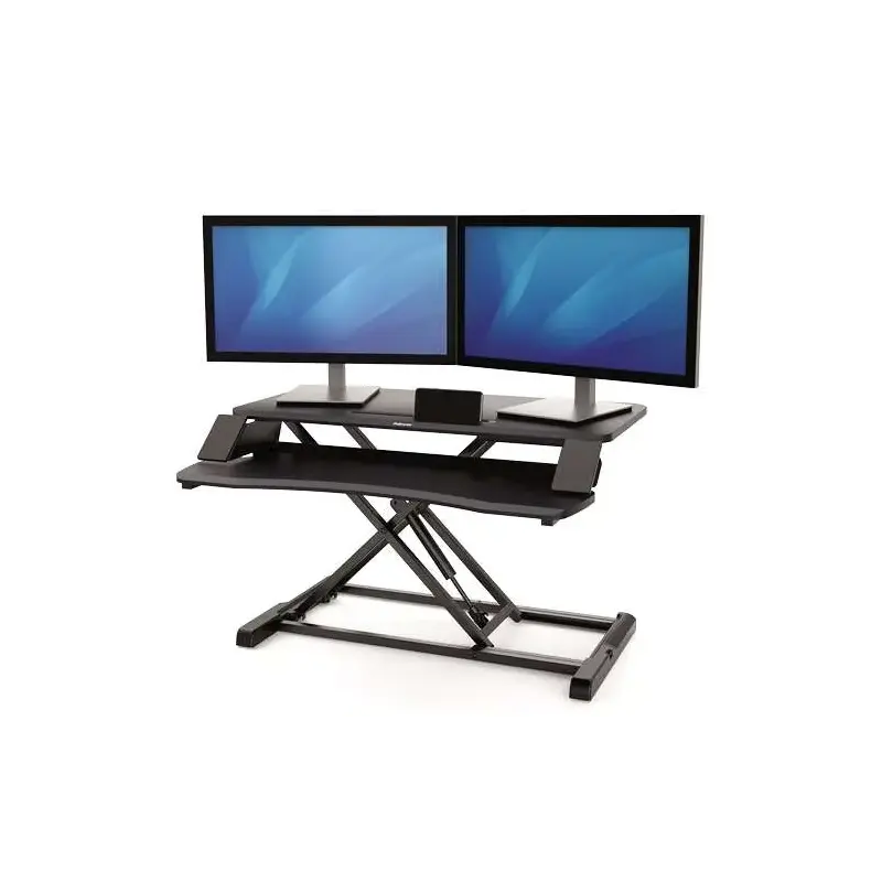 Fellowes Sit-Stand Corsivo Estación de Trabajo - Sistema de Muelle a Gas - Amplia Plataforma Superior - Plataforma Inferior para