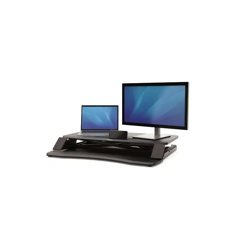 Fellowes Sit-Stand Corsivo Estación de Trabajo - Sistema de Muelle a Gas - Amplia Plataforma Superior - Plataforma Inferior para