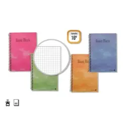 Golden Cuaderno Espiral 16º Natural (102x71mm) 80 Hojas 60gr Cuadricula - Tapa Plastificada - Margen Remarcado - Colores Surtido