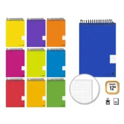 Golden Cuaderno Espiral Apaisado 80 Hojas 60grs Cuadricula 4x4 - Tamaño 12º - Colores Surtidos | Ahorro Imprimiendo