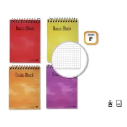 Golden Cuaderno Espiral Superior 8º Apaisado (153x102mm) 80 Hojas 60gr Cuadricula 4x4 - Tapa Plastificada - Margen Remarcado - C