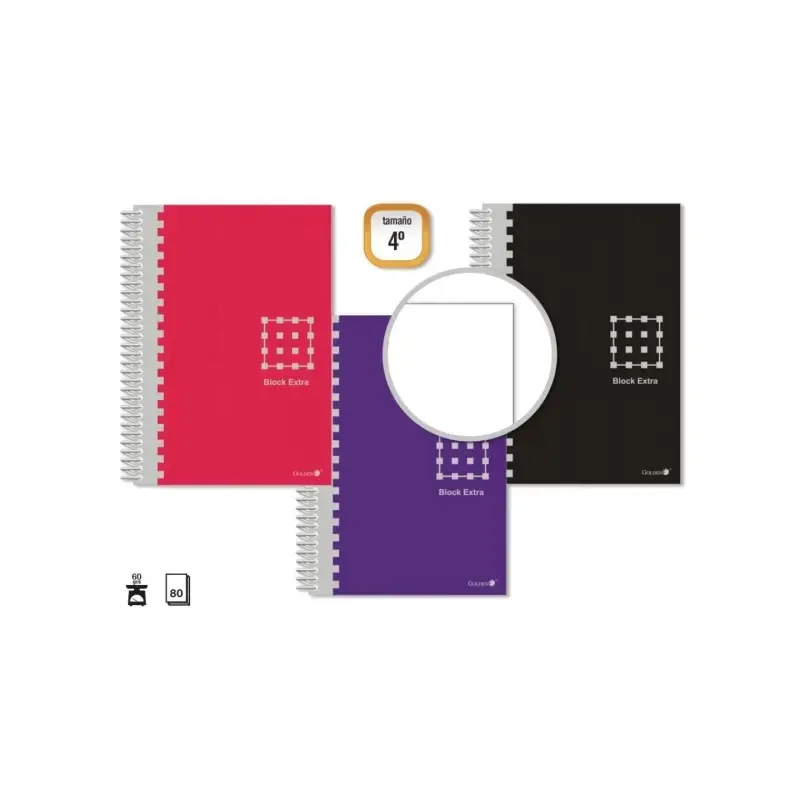 Golden Cuaderno Espiral 4º 80 Hojas 60grs Liso - Margen Remarcado - Tapa Extradura - Colores Surtidos | Ahorro Imprimiendo