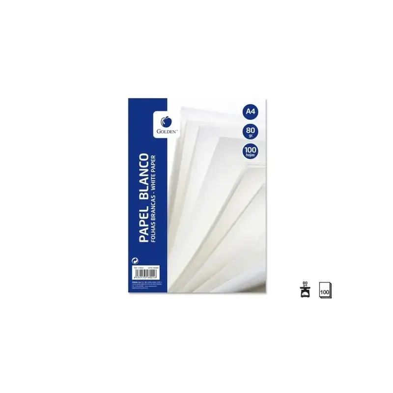 Golden Resmilleria de 100 Hojas 80gr Liso - Formato A4 | Ahorro Imprimiendo