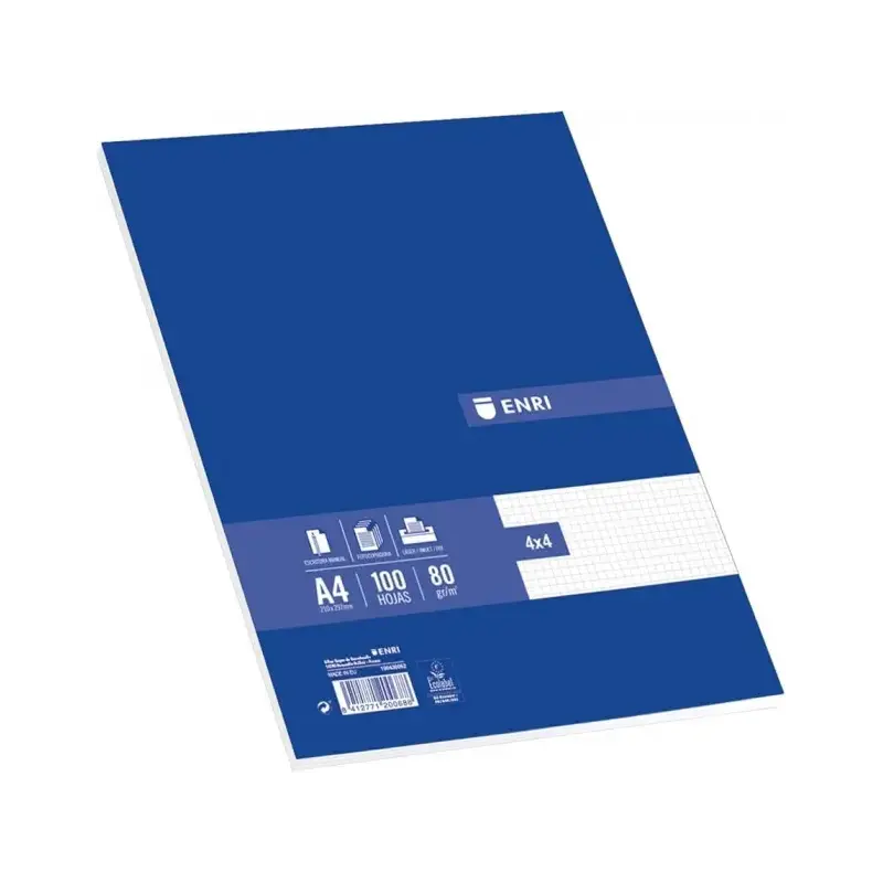 Enri Paquete de 100 Hojas A4 Cuadricula 4x4 - Papel de Alta Calidad | Ahorro Imprimiendo
