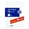 Oxford Recambio Formato A4 Cuadriculado 4x4mm 4 Taladros - 80 Hojas + 20 Gratis 90gr con Margen | Ahorro Imprimiendo