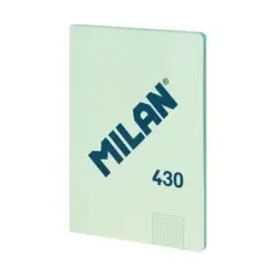 Milan Serie 1918 Libreta Encolada Formato A4 Cuadricula 5x5mm - 48 Hojas de 95 gr/m2 - Microperforado - Tapa Blanda - Color Verd