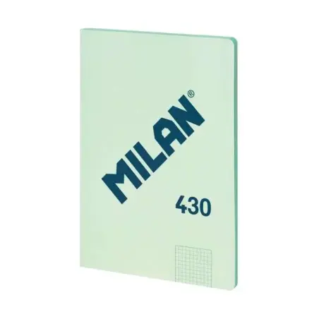 Milan Serie 1918 Libreta Encolada Formato A4 Cuadricula 5x5mm - 48 Hojas de 95 gr/m2 - Microperforado - Tapa Blanda - Color Verd