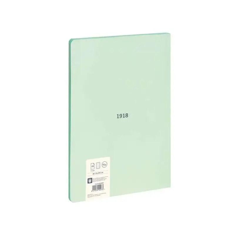 Milan Serie 1918 Libreta Encolada Formato A4 Pautado 7mm - 48 Hojas de 95 gr/m2 - Microperforado - Tapa Blanda - Color Verde | A