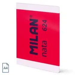 Milan Nata 624 Libreta Encolada Formato A4 Pautado 7mm - 48 Hojas de 95 gr/m2 - Microperforado - Color Rosa | Ahorro Imprimiendo