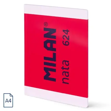 Milan Nata 624 Libreta Encolada Formato A4 Pautado 7mm - 48 Hojas de 95 gr/m2 - Microperforado - Color Rosa | Ahorro Imprimiendo