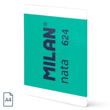 Milan Nata 624 Libreta Encolada Formato A4 Pautado 7mm - 48 Hojas de 95 gr/m2 - Microperforado - Color Verde | Ahorro Imprimiend