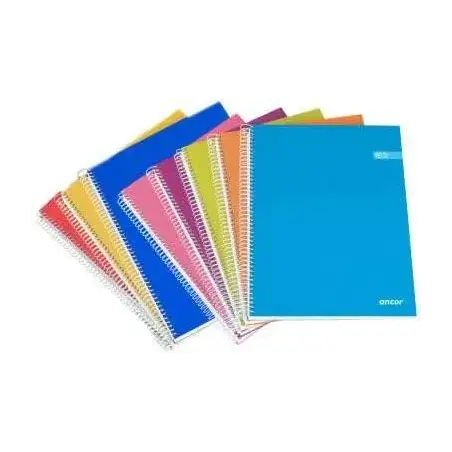Ancor Classic Stripes Cuaderno Espiral Tamaño Folio Cuadriculado 4x4mm - 80 Hojas 90gr - Tapa de Carton Plastificado - Colores S
