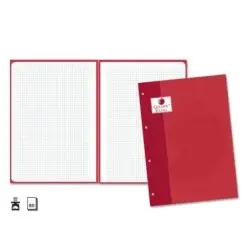 Golden Extra Recambio de 80 Hojas 90gr Cuadricula 4x4 - Formato A4 - 4 Taladros y Banda de Color Rojo | Ahorro Imprimiendo