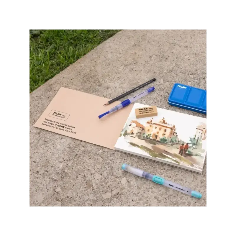 Milan 1420 The Master Gum Bloc de 30 Hojas para Acuarela - Tamaño A6 - Grano Fino de 300g/m² - Cierre con Goma Elastica - Tapa B