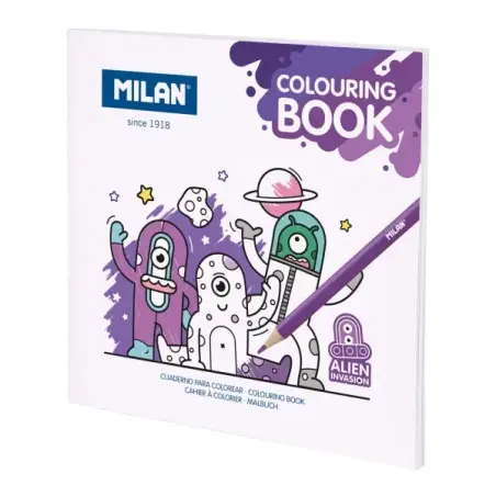 Milan Alien Invasion Cuaderno para Colorear Microperforado - Tematica Aliens - 20 Ilustraciones Detalladas | Ahorro Imprimiendo