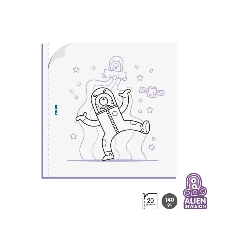 Milan Alien Invasion Cuaderno para Colorear Microperforado - Tematica Aliens - 20 Ilustraciones Detalladas | Ahorro Imprimiendo