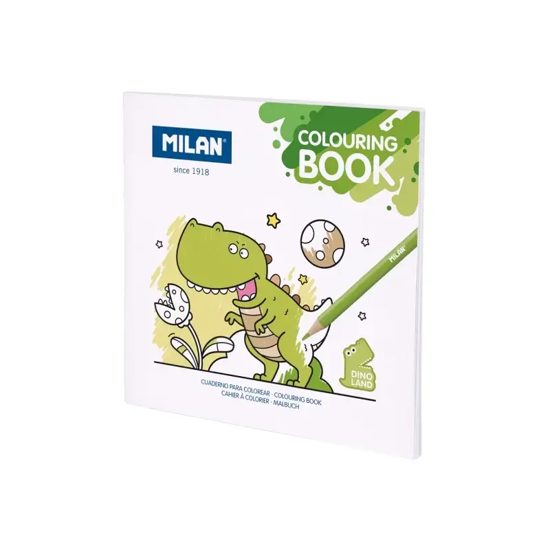 Milan Dino Land Cuaderno para Colorear Microperforado - Tematica Dinosaurios - 20 Ilustraciones Detalladas | Ahorro Imprimiendo