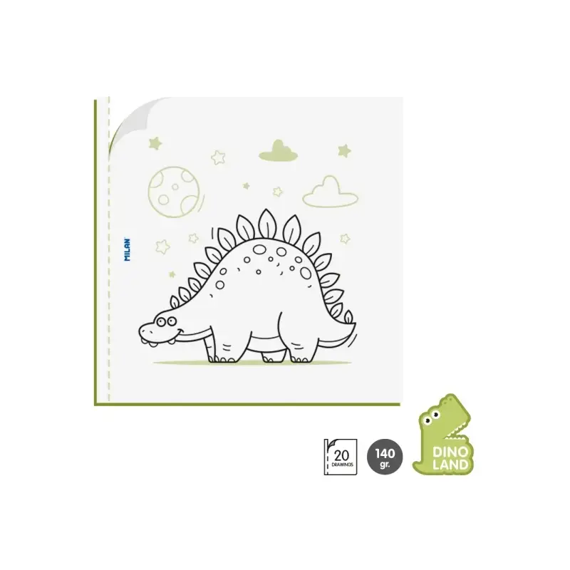 Milan Dino Land Cuaderno para Colorear Microperforado - Tematica Dinosaurios - 20 Ilustraciones Detalladas | Ahorro Imprimiendo