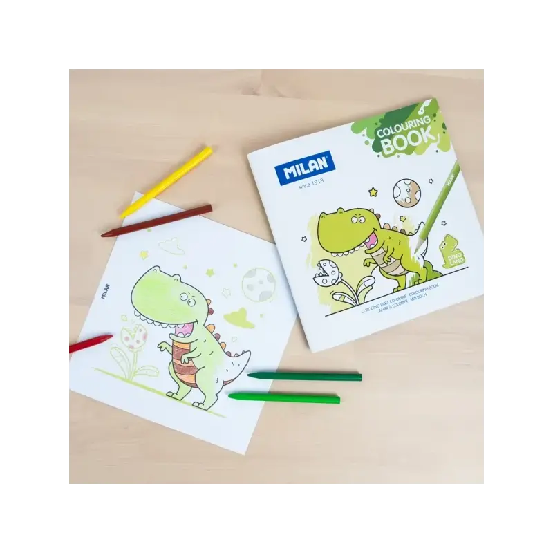 Milan Dino Land Cuaderno para Colorear Microperforado - Tematica Dinosaurios - 20 Ilustraciones Detalladas | Ahorro Imprimiendo