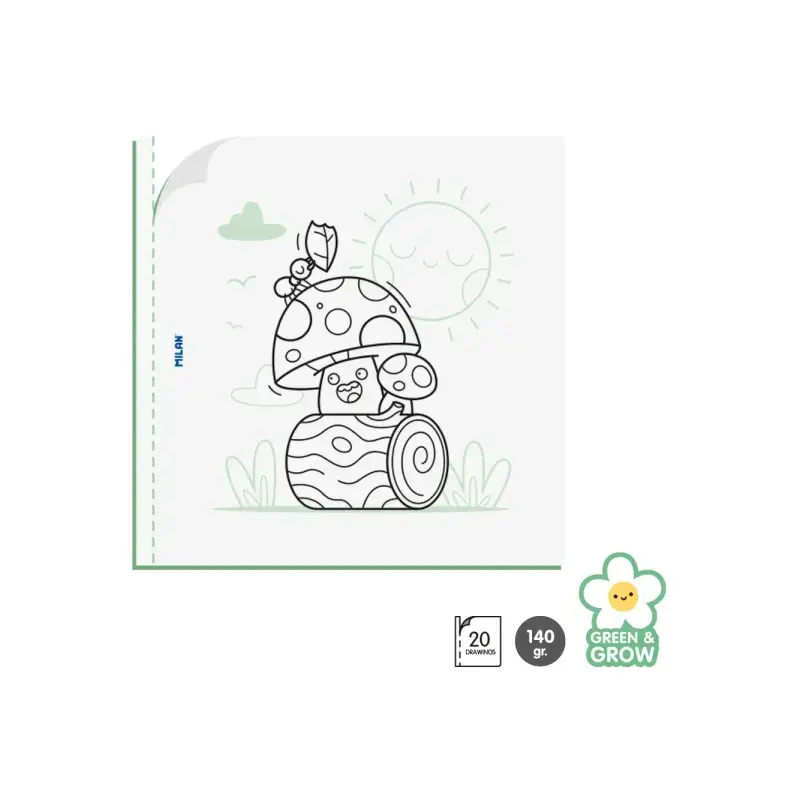 Milan Green & Grow Cuaderno para Colorear Microperforado - Tematica Naturaleza - 20 Ilustraciones Detalladas | Ahorro Imprimiend
