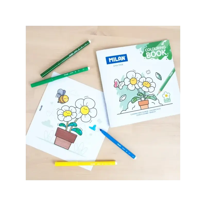 Milan Green & Grow Cuaderno para Colorear Microperforado - Tematica Naturaleza - 20 Ilustraciones Detalladas | Ahorro Imprimiend