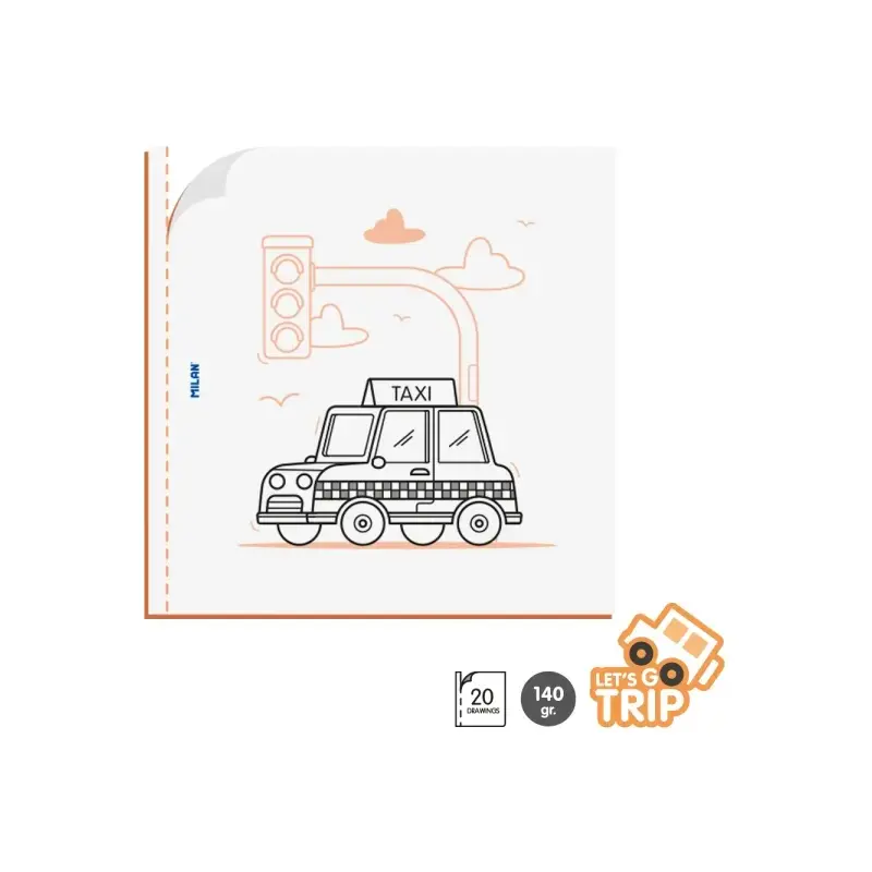 Milan Let's go trip Cuaderno para Colorear Microperforado - Tematica Vehiculos - 20 Ilustraciones Detalladas | Ahorro Imprimiend