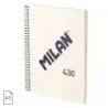 Milan Serie 1918 Cuaderno Espiral Formato A5 Cuadricula 5x5mm - 80 Hojas de 95 gr/m2 - Microperforado, 2 Taladros - Color Beige