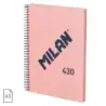 Milan Serie 1918 Cuaderno Espiral Formato A5 Cuadricula 5x5mm - 80 Hojas de 95 gr/m2 - Microperforado, 2 Taladros - Color Rosa |