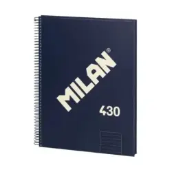 Milan Serie 1918 Cuaderno Espiral Formato A4 Pautado 7mm - 80 Hojas de 95 gr/m2 - Microperforado, 4 Taladros - Color Azul Oscuro