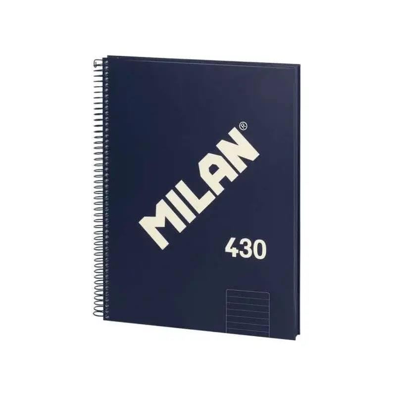 Milan Serie 1918 Cuaderno Espiral Formato A4 Pautado 7mm - 80 Hojas de 95 gr/m2 - Microperforado, 4 Taladros - Color Azul Oscuro