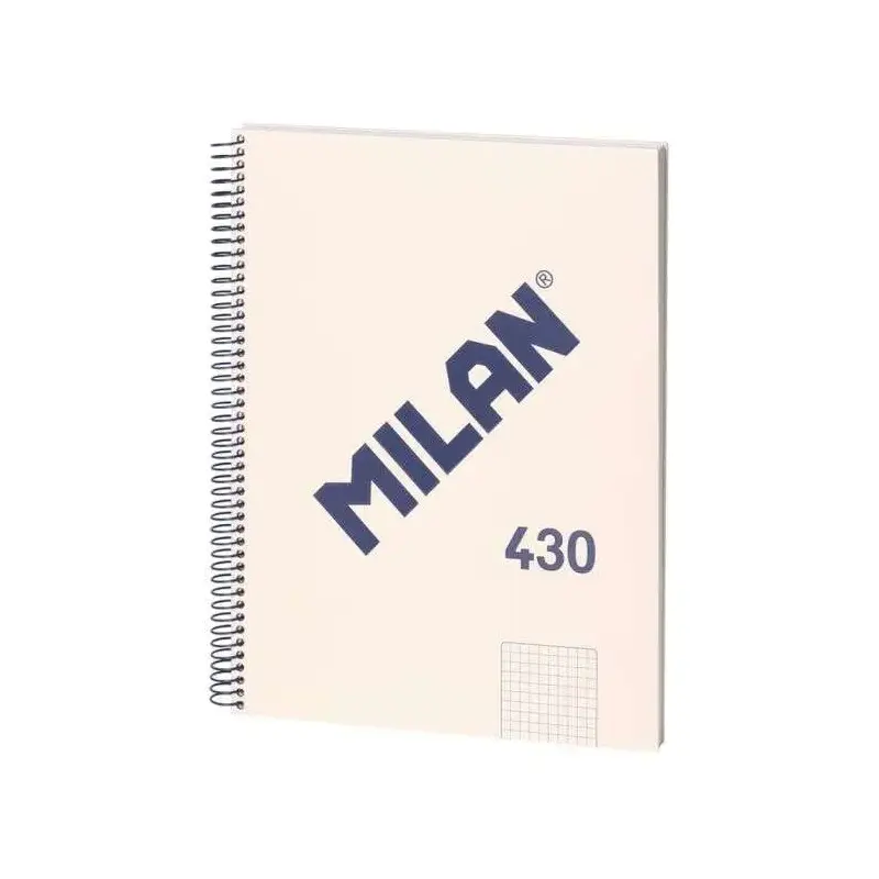 Milan Serie 1918 Cuaderno Espiral Formato A4 Cuadricula 5x5mm - 80 Hojas de 95 gr/m2 - Microperforado, 4 Taladros - Color Beige