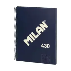 Milan Serie 1918 Cuaderno Espiral Formato A4 Cuadricula 5x5mm - 80 Hojas de 95 gr/m2 - Microperforado, 4 Taladros - Color Azul O