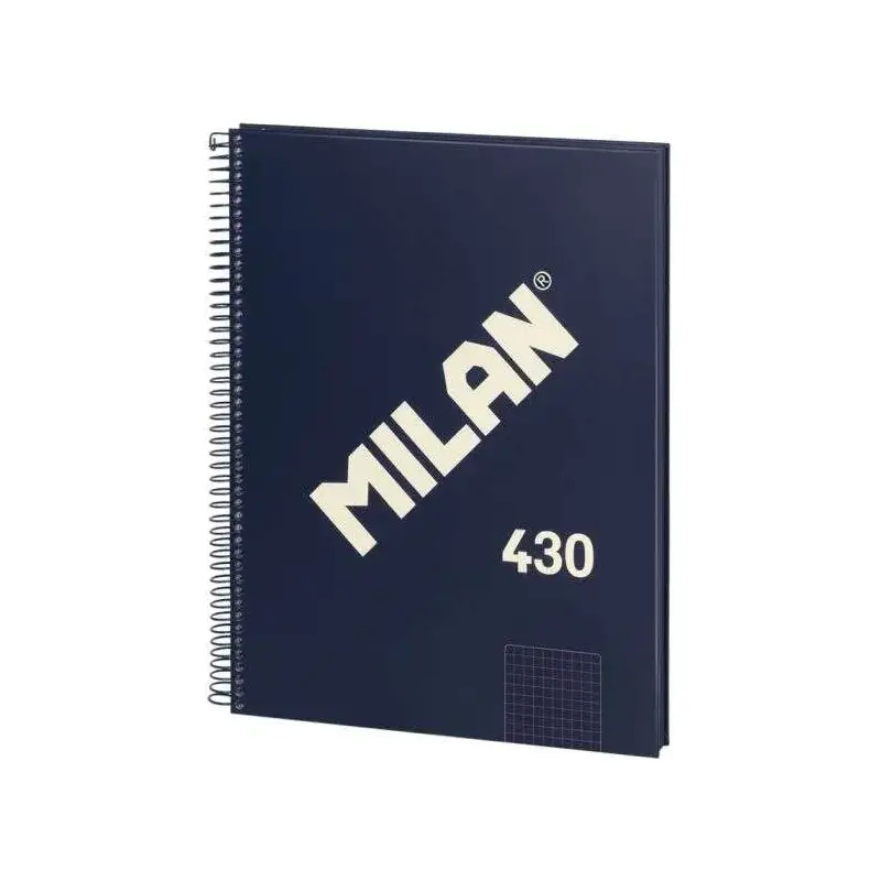 Milan Serie 1918 Cuaderno Espiral Formato A4 Cuadricula 5x5mm - 80 Hojas de 95 gr/m2 - Microperforado, 4 Taladros - Color Azul O
