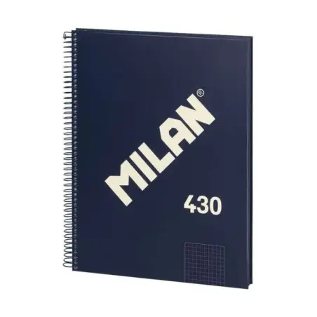 Milan Serie 1918 Cuaderno Espiral Formato A4 Cuadricula 5x5mm - 80 Hojas de 95 gr/m2 - Microperforado, 4 Taladros - Color Azul O