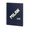 Milan Serie 1918 Cuaderno Espiral Formato A4 Cuadricula 5x5mm - 80 Hojas de 95 gr/m2 - Microperforado, 4 Taladros - Color Azul O