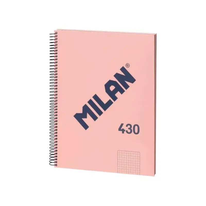 Milan Serie 1918 Cuaderno Espiral Formato A4 Cuadricula 5x5mm - 80 Hojas de 95 gr/m2 - Microperforado, 4 Taladros - Color Rosa |