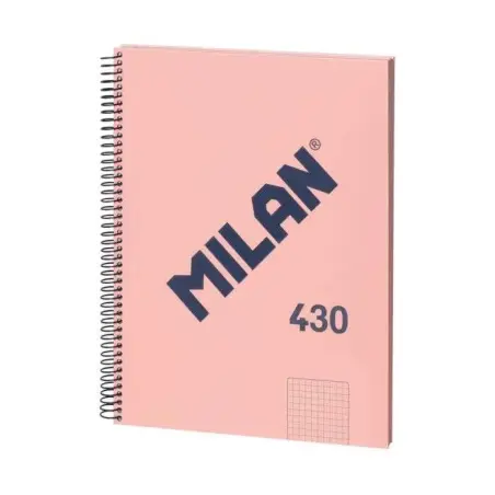 Milan Serie 1918 Cuaderno Espiral Formato A4 Cuadricula 5x5mm - 80 Hojas de 95 gr/m2 - Microperforado, 4 Taladros - Color Rosa |